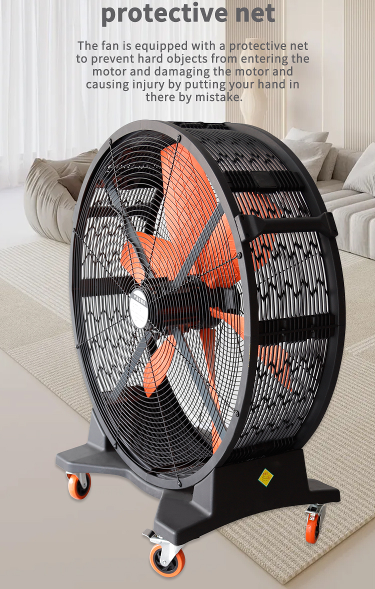 Permanent magnet fan with protective net