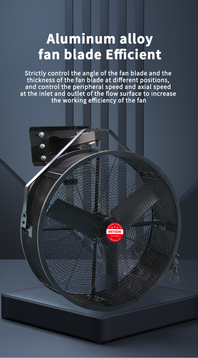 YT series black wall mounted permanent magnet fan side view