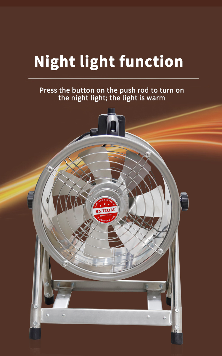 Front view of stainless steel explosion-proof portable fan