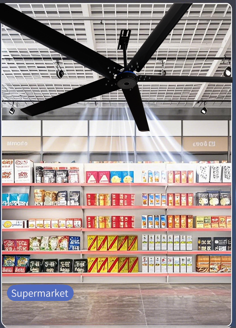 Large ceiling fan suitable for supermarkets