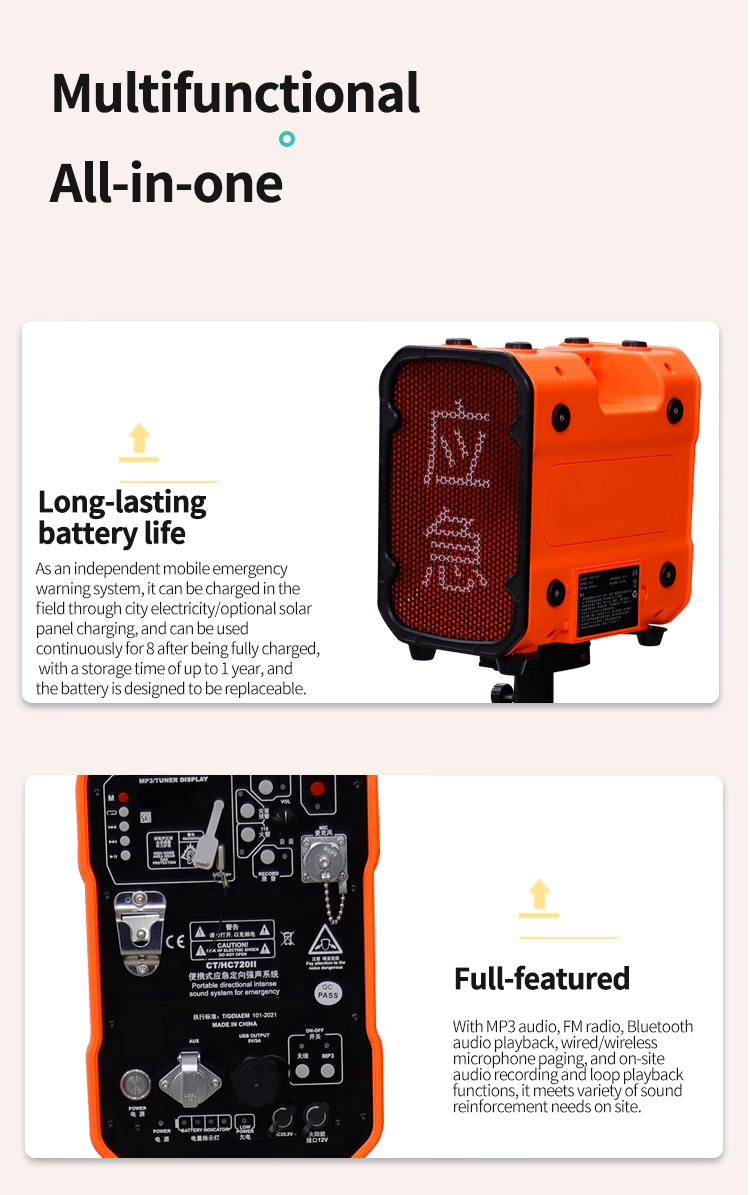 Emergency alarm, strong penetration warning and stable alarm