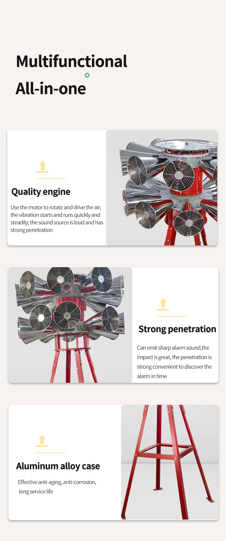 Vertical dual head alarm with bracket Multifunctional 