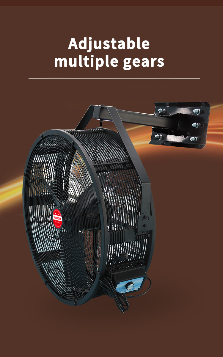 YT series black wall mounted permanent magnet fan right view