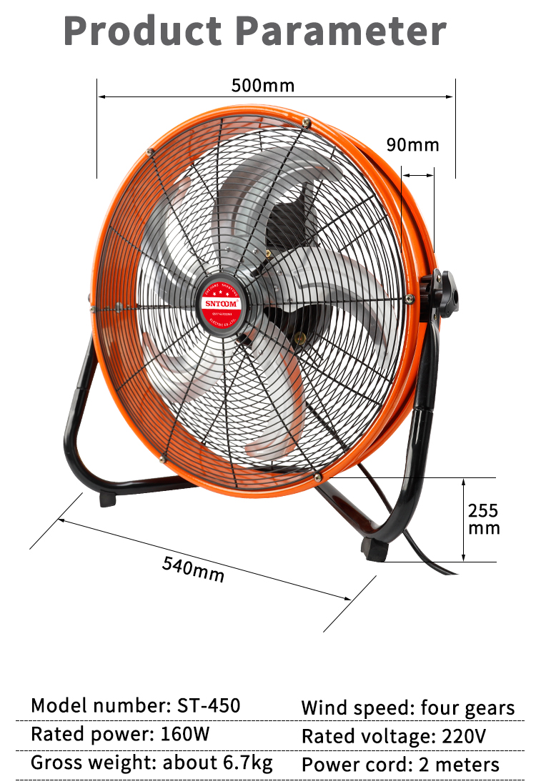 ST-450 exhaust fan Size chart