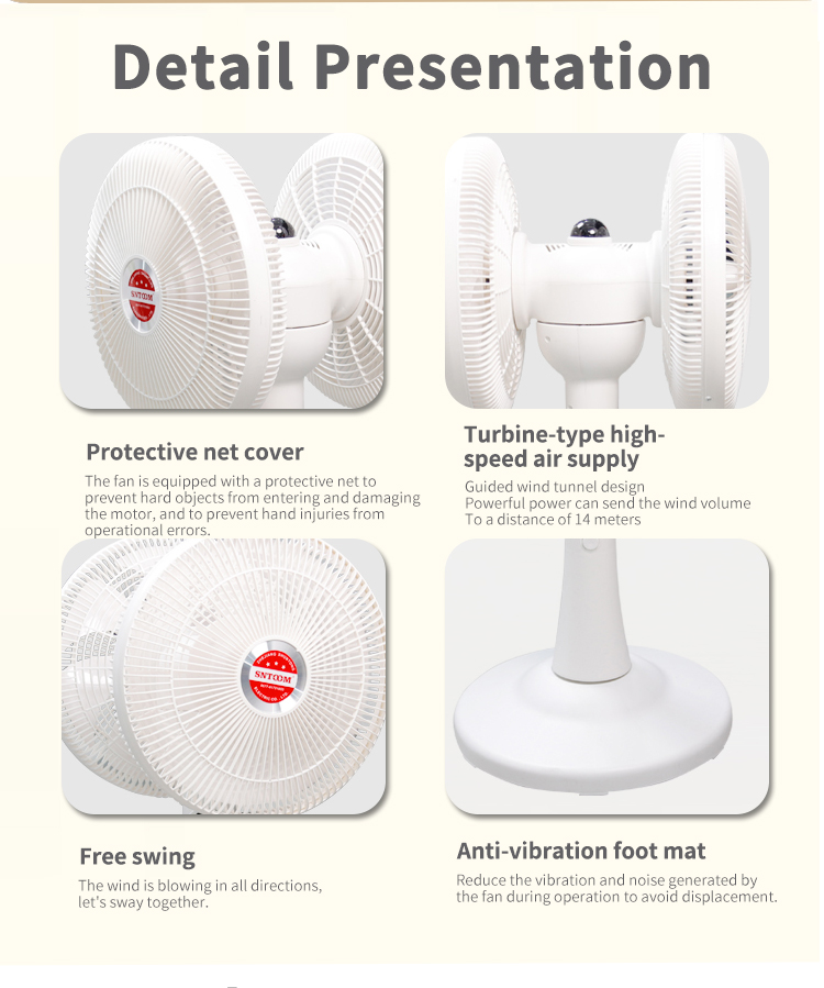 ST360-002DC dual head electric fan detail drawing