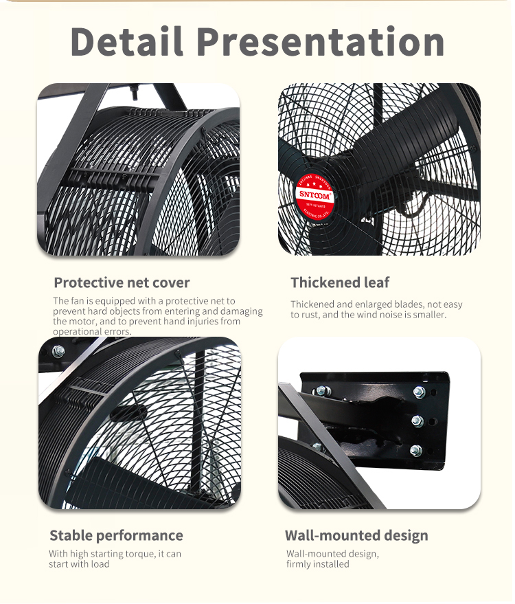 YT series black wall mounted permanent magnet fan detail drawing