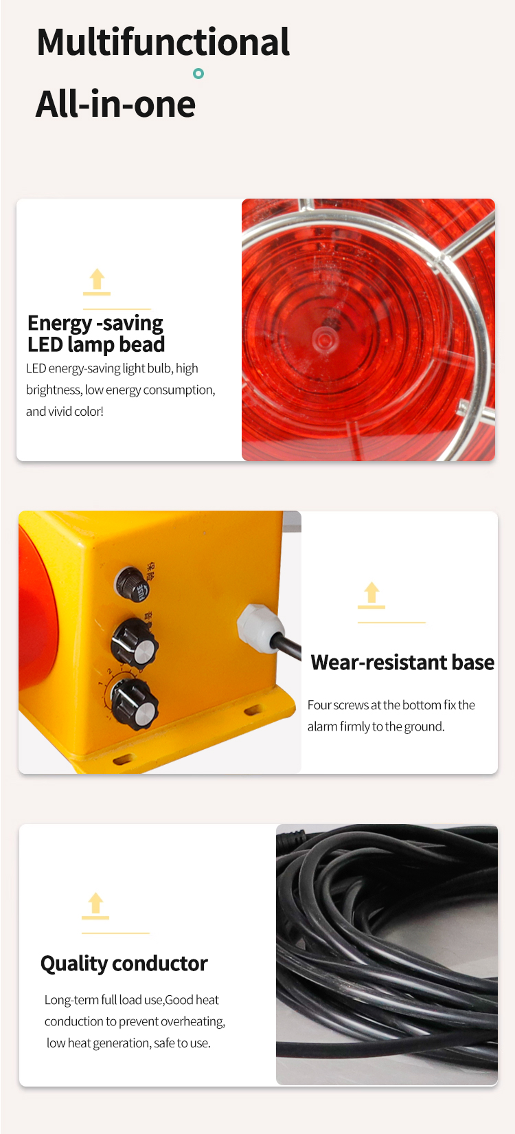 STSG-22S solar powered sound and light alarm detail drawing